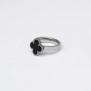 Clover Stone Ring - Silver