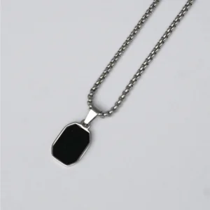 Onyx Stone Pendant - Silver
