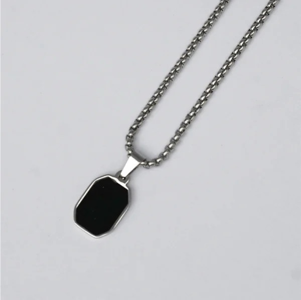 Onyx Stone Pendant - Silver