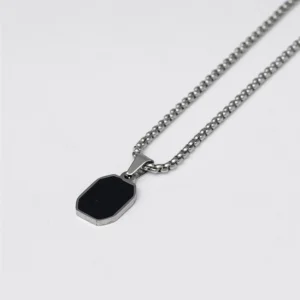 Onyx Stone Pendant - Silver
