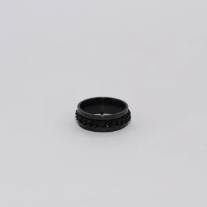 Chained Signet Ring - Black