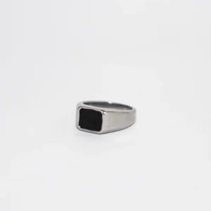 Simple Onyx Signet Ring - Silver
