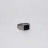 Simple Onyx Signet Ring - Silver