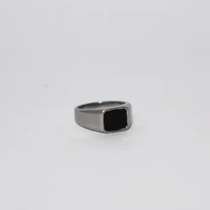 Simple Onyx Signet Ring - Silver